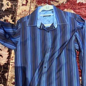 Men’s blue striped dress shirt